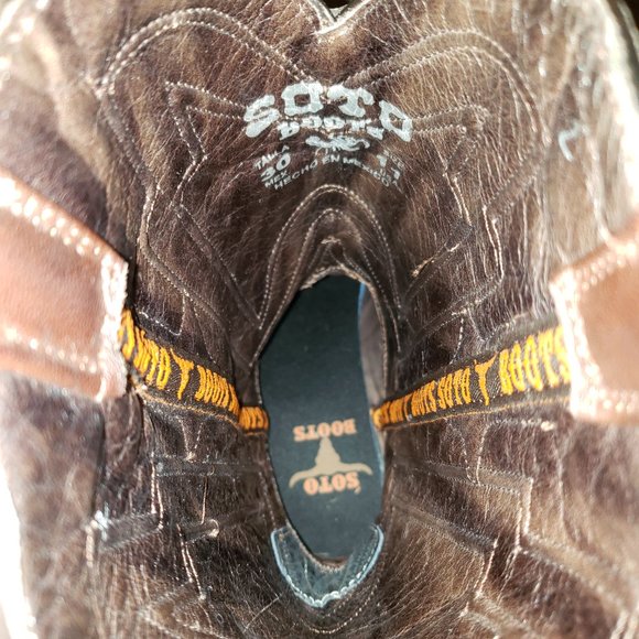 SOTO Men's Square Toe Brown Leather Boots - Picture 6 of 6